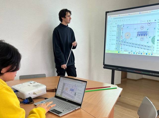 Команда студентів презентує схему план парку мрії в GeoGebra